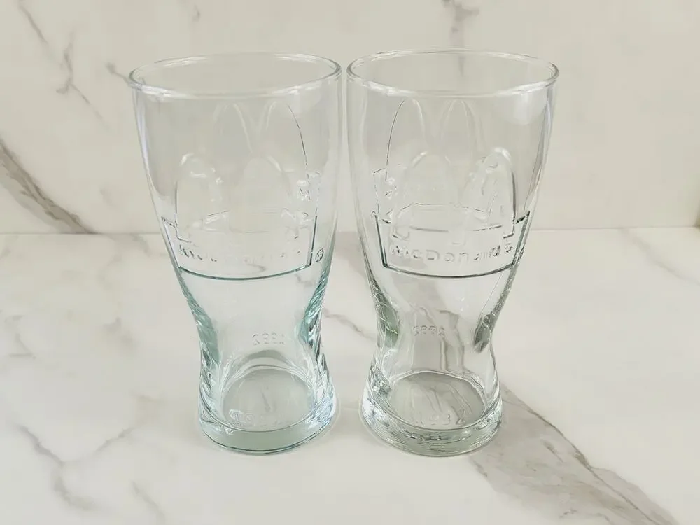 McDonald's Clear Tall Glass 16oz Drinking Glasses 6 1/2